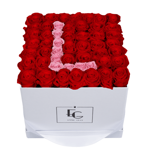 LETTER INFINITY ROSEBOX | VIBRANT RED & BRIDAL PINK | L