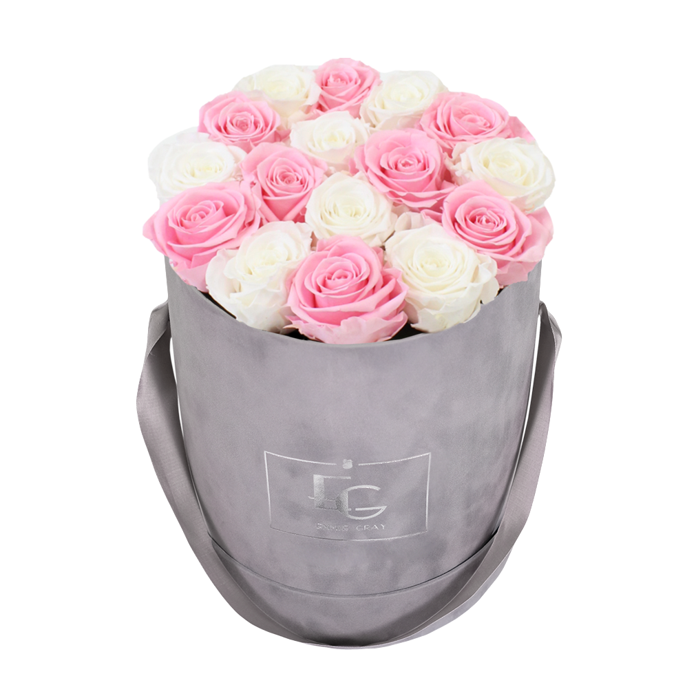 MIX INFINITY ROSEBOX | BRIDAL PINK & PURE WHITE | M