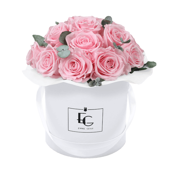 Splendid Eucalyptus Infinity Rosebox | Bridal Pink | S