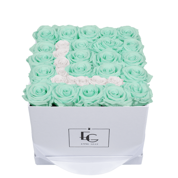 LETTER INFINITY ROSEBOX | MINTY GREEN & PURE WHITE | M