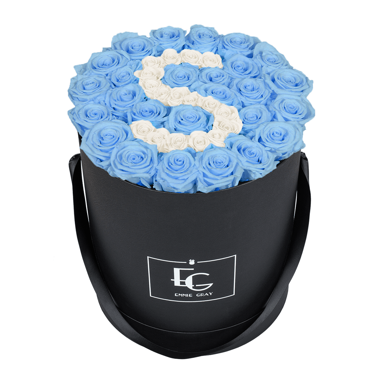LETTER INFINITY ROSEBOX | BABY BLUE & PURE WHITE | L