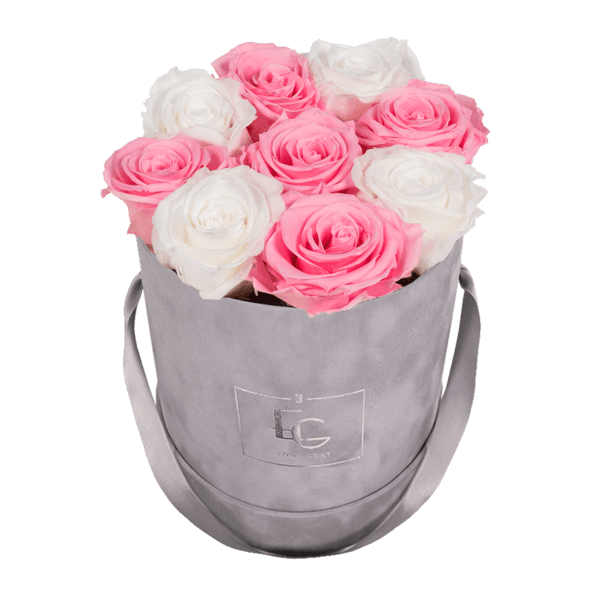 MIX INFINITY ROSEBOX | BRIDAL PINK & PURE WHITE | S