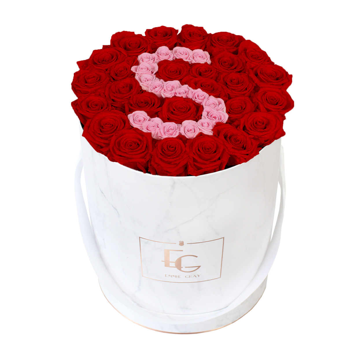 Letter Infinity Rosebox | Vibrant Red & Bridal Pink | L