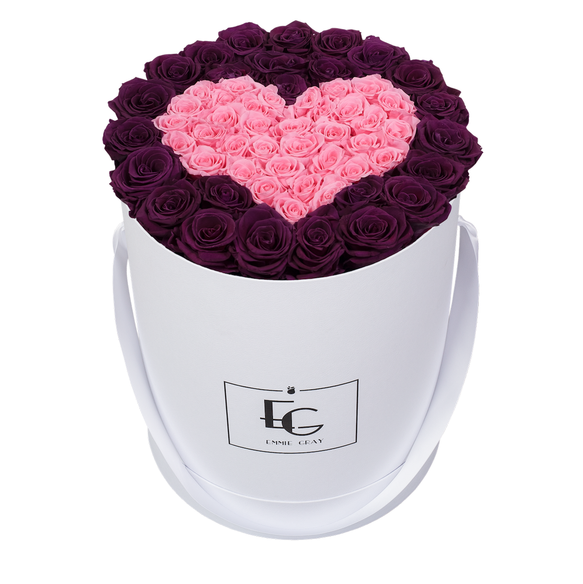 HEART SYMBOL INFINITY ROSEBOX | VELVET PLUM & BRIDAL PINK | L