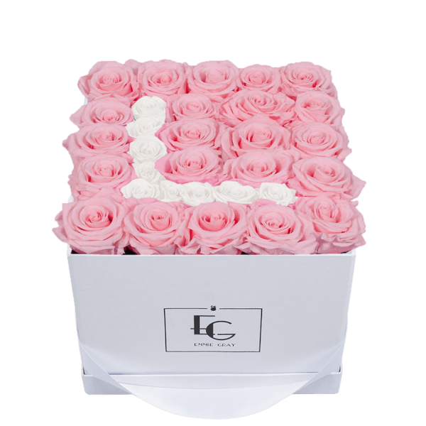 LETTER INFINITY ROSEBOX | BRIDAL PINK & PURE WHITE | M