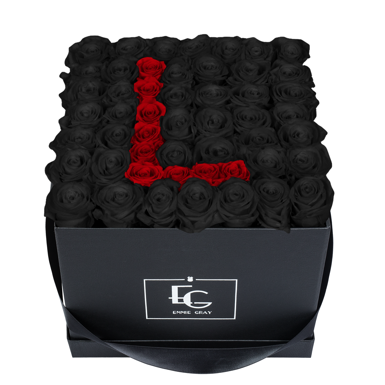 LETTER INFINITY ROSEBOX | BLACK BEAUTY & VIBRANT RED | L