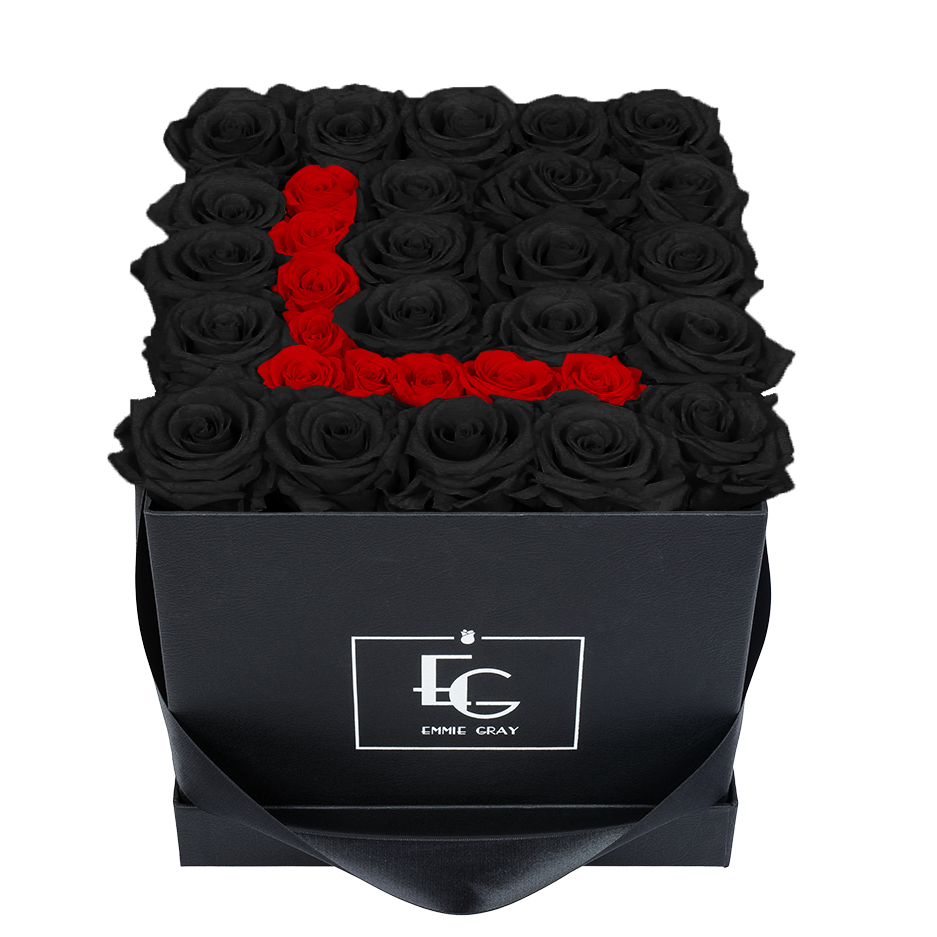 LETTER INFINITY ROSEBOX | BLACK BEAUTY & VIBRANT RED | M