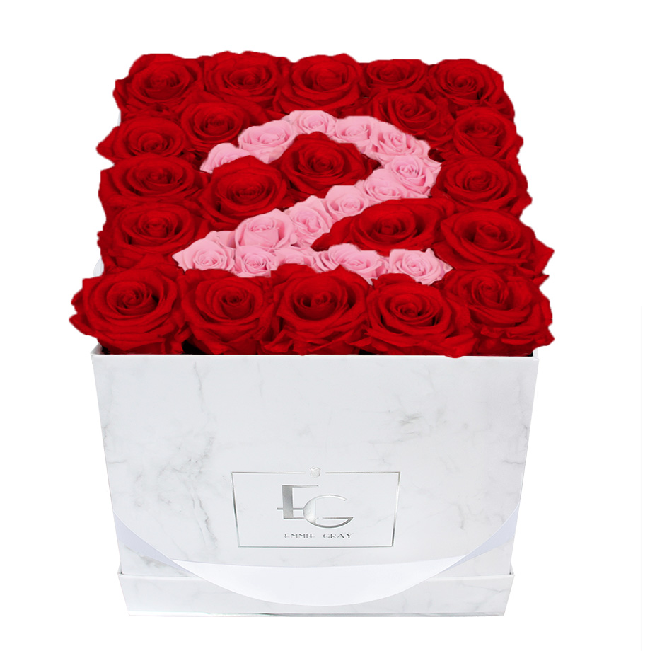 Number Infinity Rosebox | Vibrant Red & Bridal Pink | M