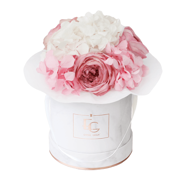 Splendid Peony Mix Infinity Rosebox | Bridal Pink & Pure White | XS