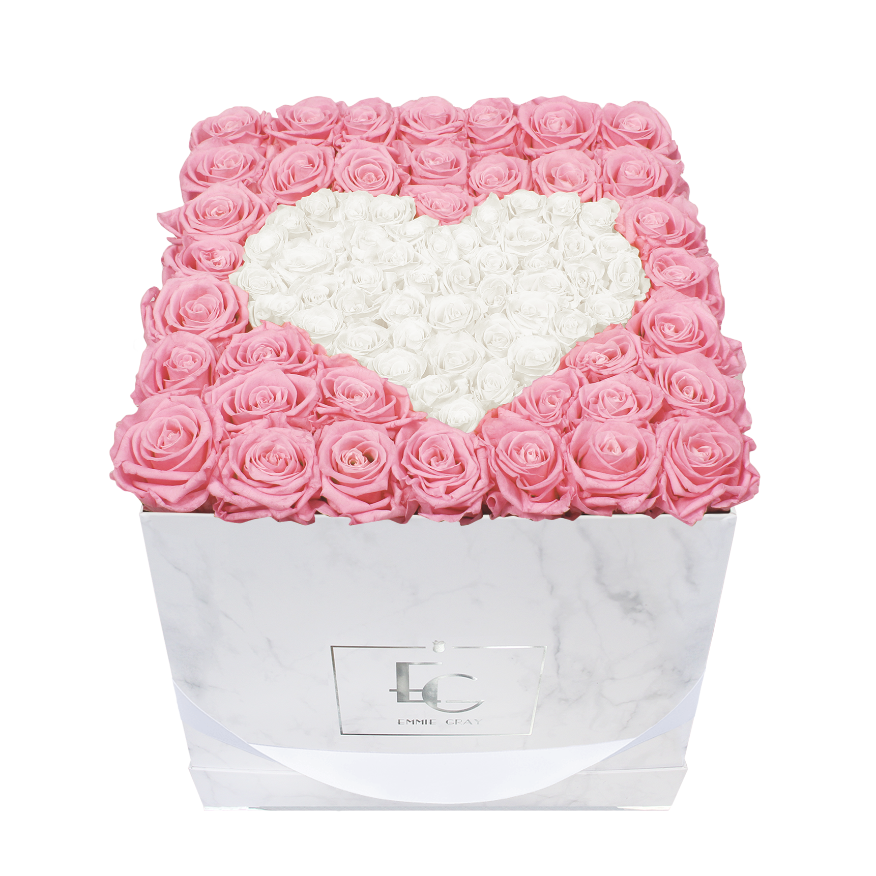 Heart Symbol Infinity Rosebox | Bridal Pink & Pure White | L