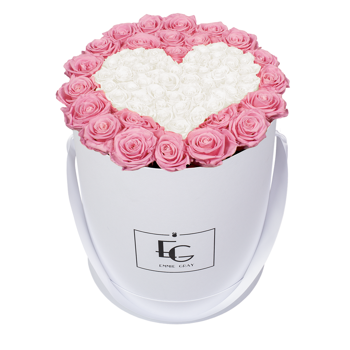 HEART SYMBOL INFINITY ROSEBOX | BRIDAL PINK & PURE WHITE | L