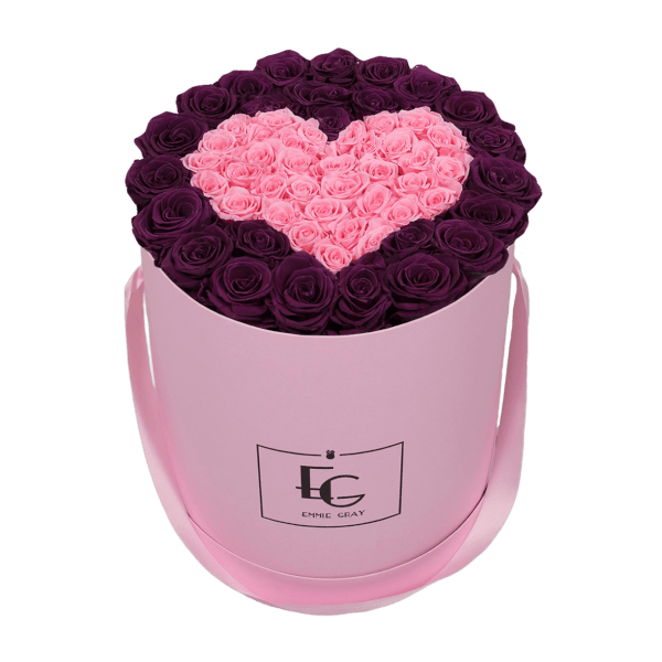 HEART SYMBOL INFINITY ROSEBOX | VELVET PLUM & BRIDAL PINK | L