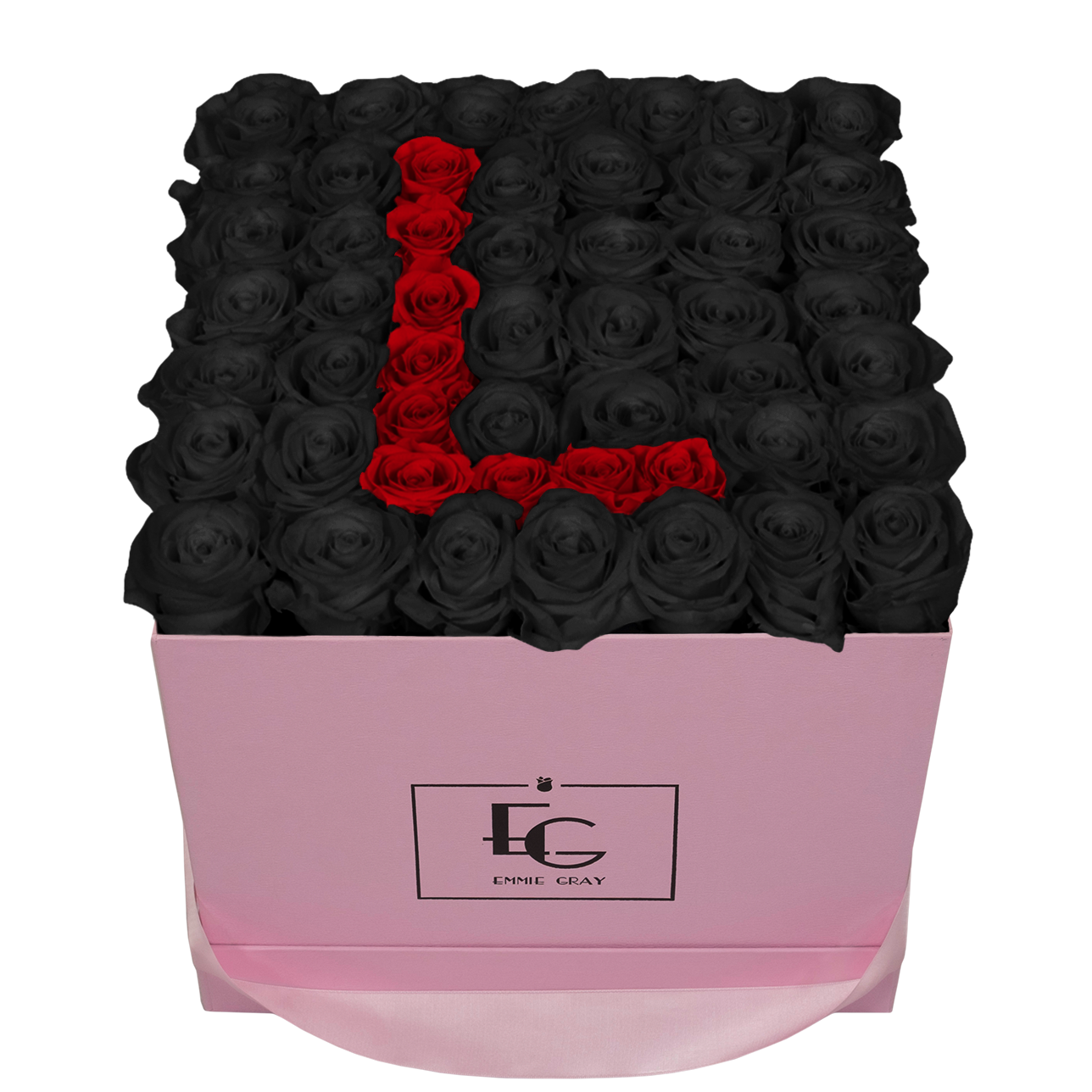 LETTER INFINITY ROSEBOX | BLACK BEAUTY & VIBRANT RED | L