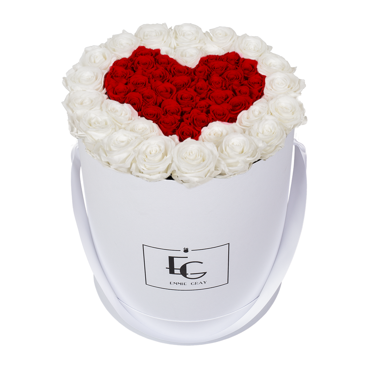 HEART SYMBOL INFINITY ROSEBOX | PURE WHITE & VIBRANT RED | L