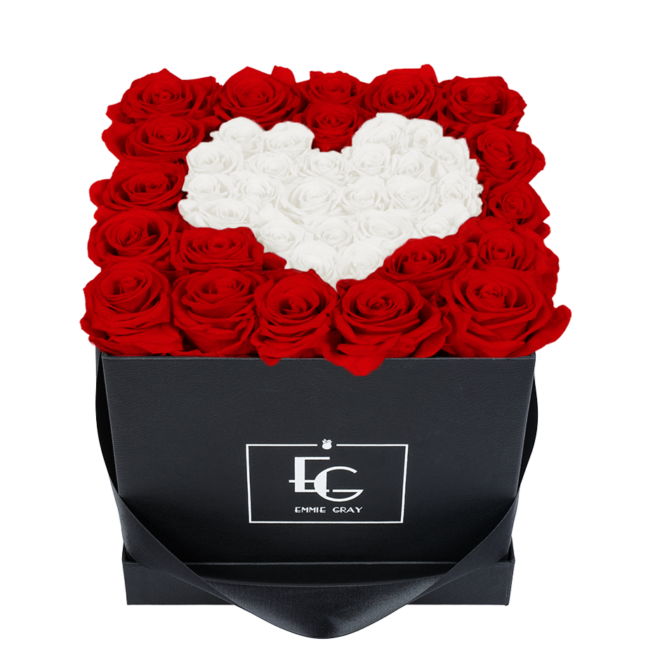 HEART SYMBOL INFINITY ROSEBOX | VIBRANT RED & PURE WHITE | M