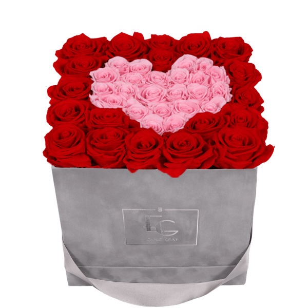 HEART SYMBOL INFINITY ROSEBOX | VIBRANT RED & BRIDAL PINK | M