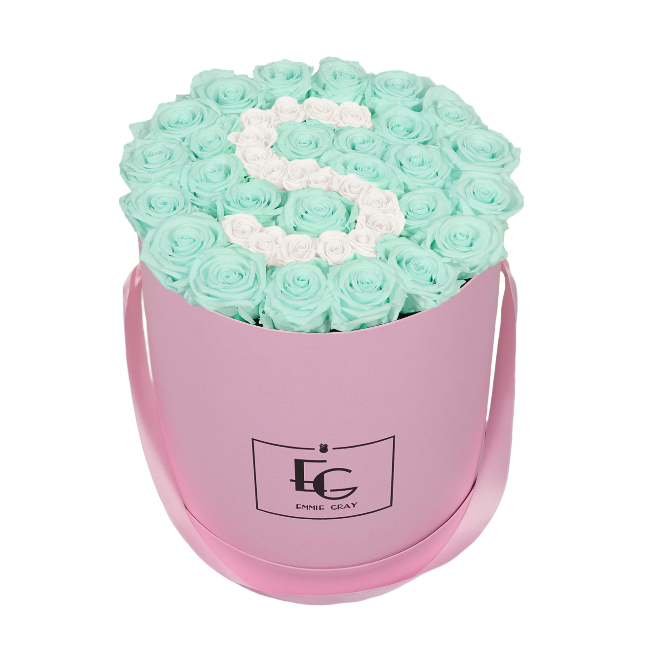 LETTER INFINITY ROSEBOX | MINTY GREEN & PURE WHITE | L