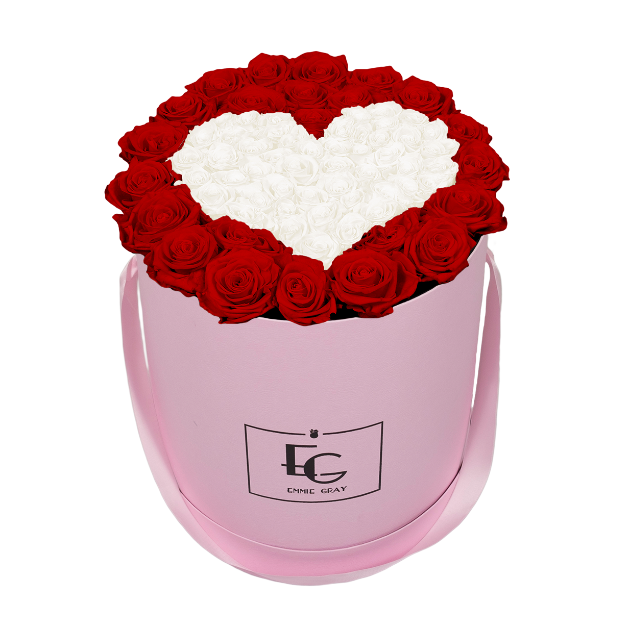 HEART SYMBOL INFINITY ROSEBOX | VIBRANT RED & PURE WHITE | L