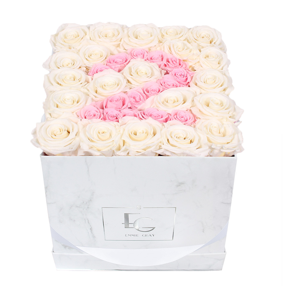 Number Infinity Rosebox | Pure White & Bridal Pink | M