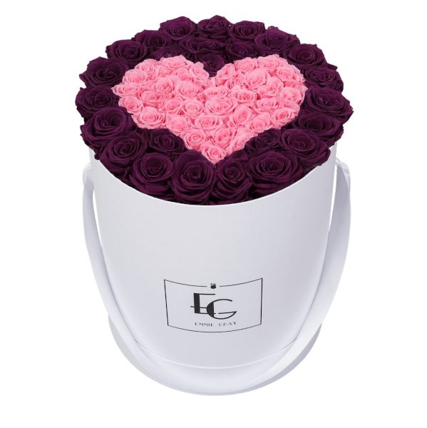 HEART SYMBOL INFINITY ROSEBOX | VELVET PLUM & BRIDAL PINK | L