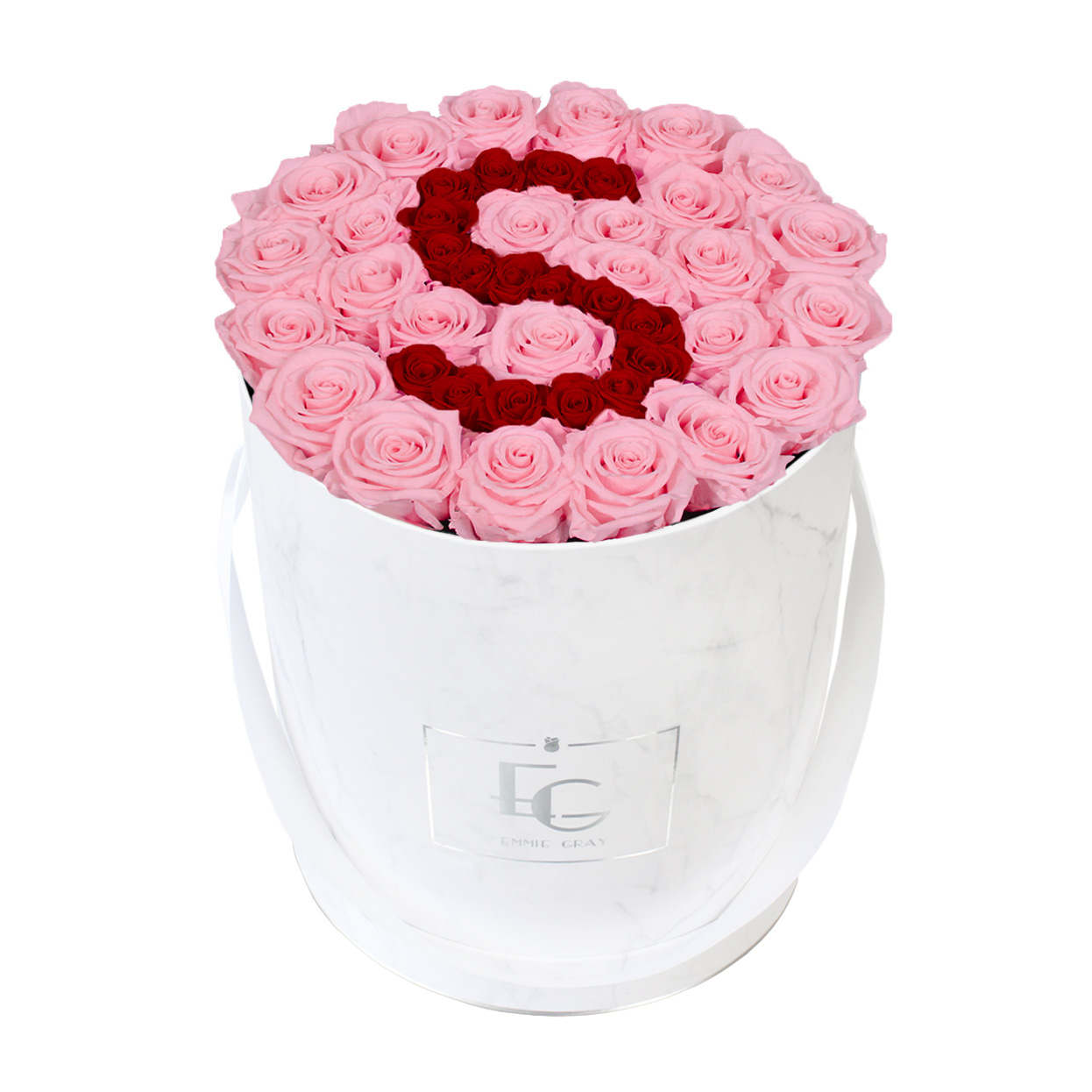 Letter Infinity Rosebox | Bridal Pink & Vibrant Red | L